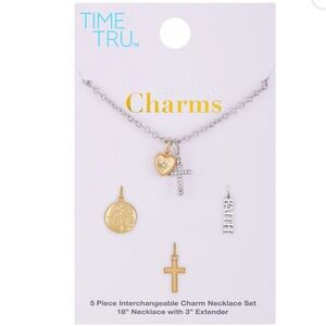 Time and Tru Gold and Silver Charm Necklace Set